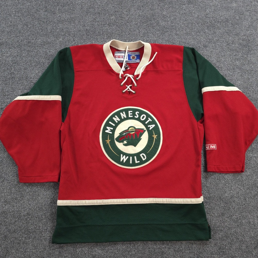 Minnesota Wild Jersey Mens Small Red NHL Ice Hockey CCM Air Knit Lace Up Sweater